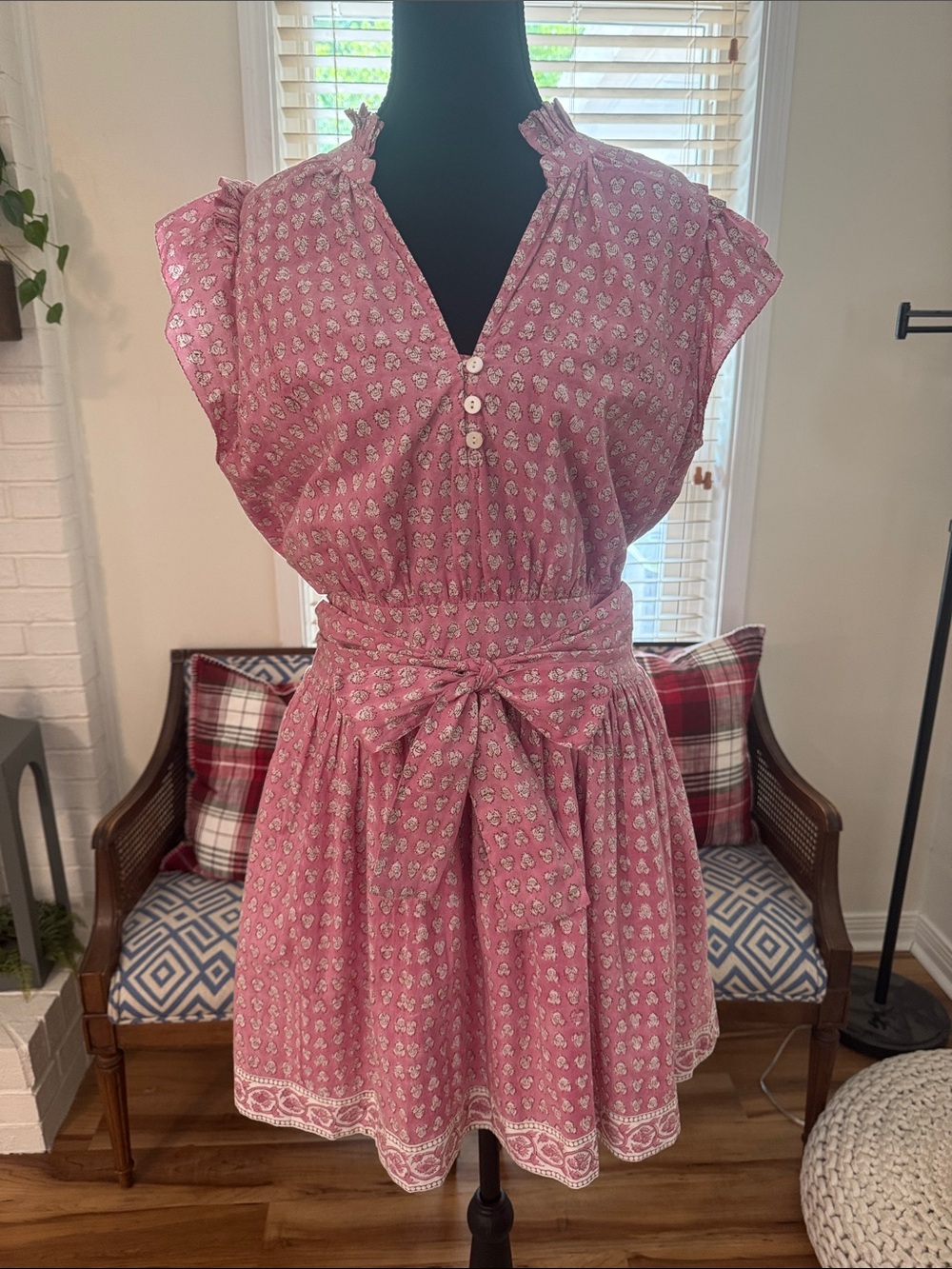 NWT MAREA by Liz Joy Pink Floral Tie-Waist Cap Sleeve Mini Dress - Picture 11 of 11